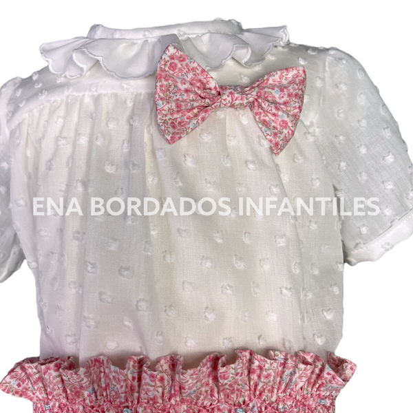 Blusa plumeti con calzón panal rosado