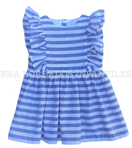 Vestido lino rayas azules