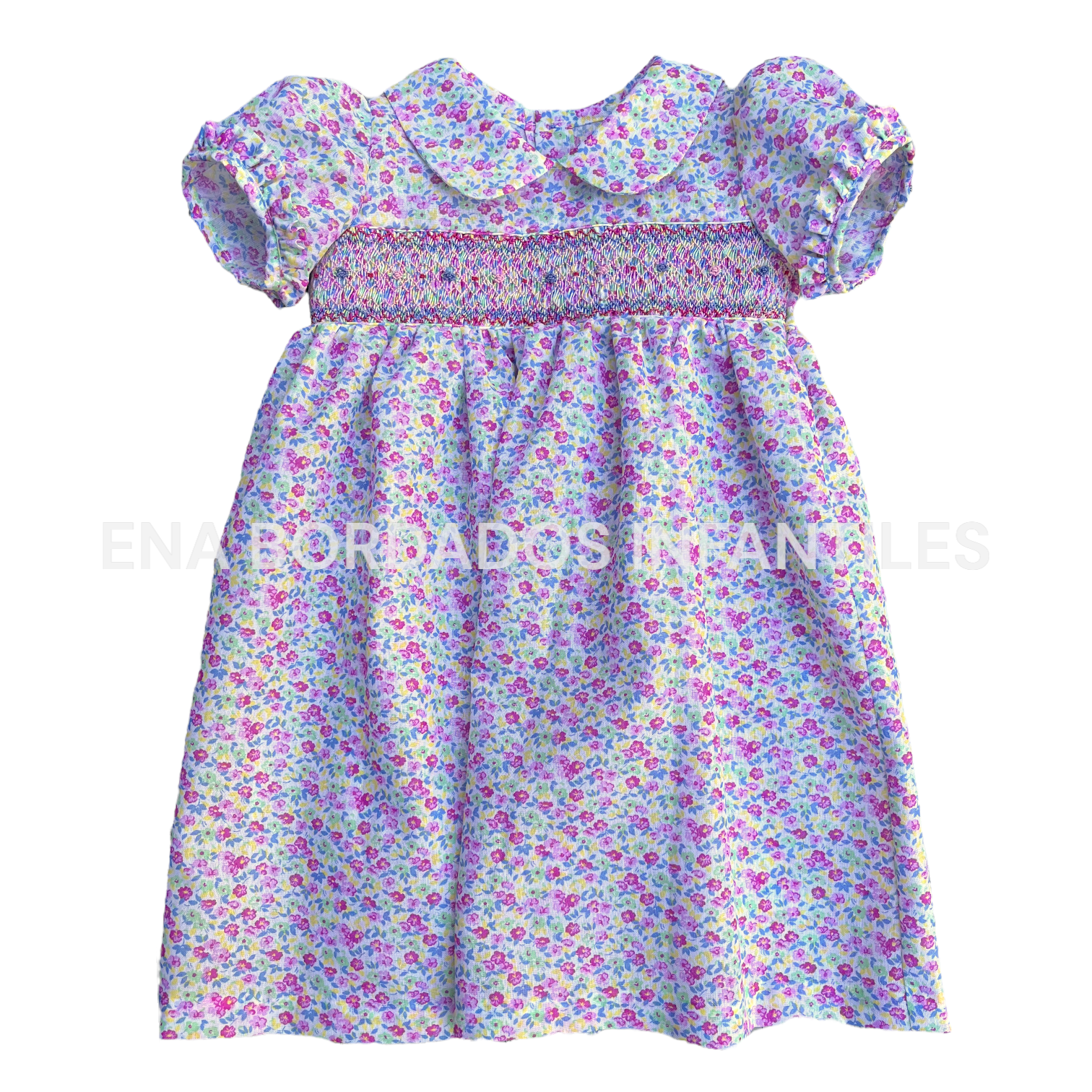 Vestido flores colores con panal