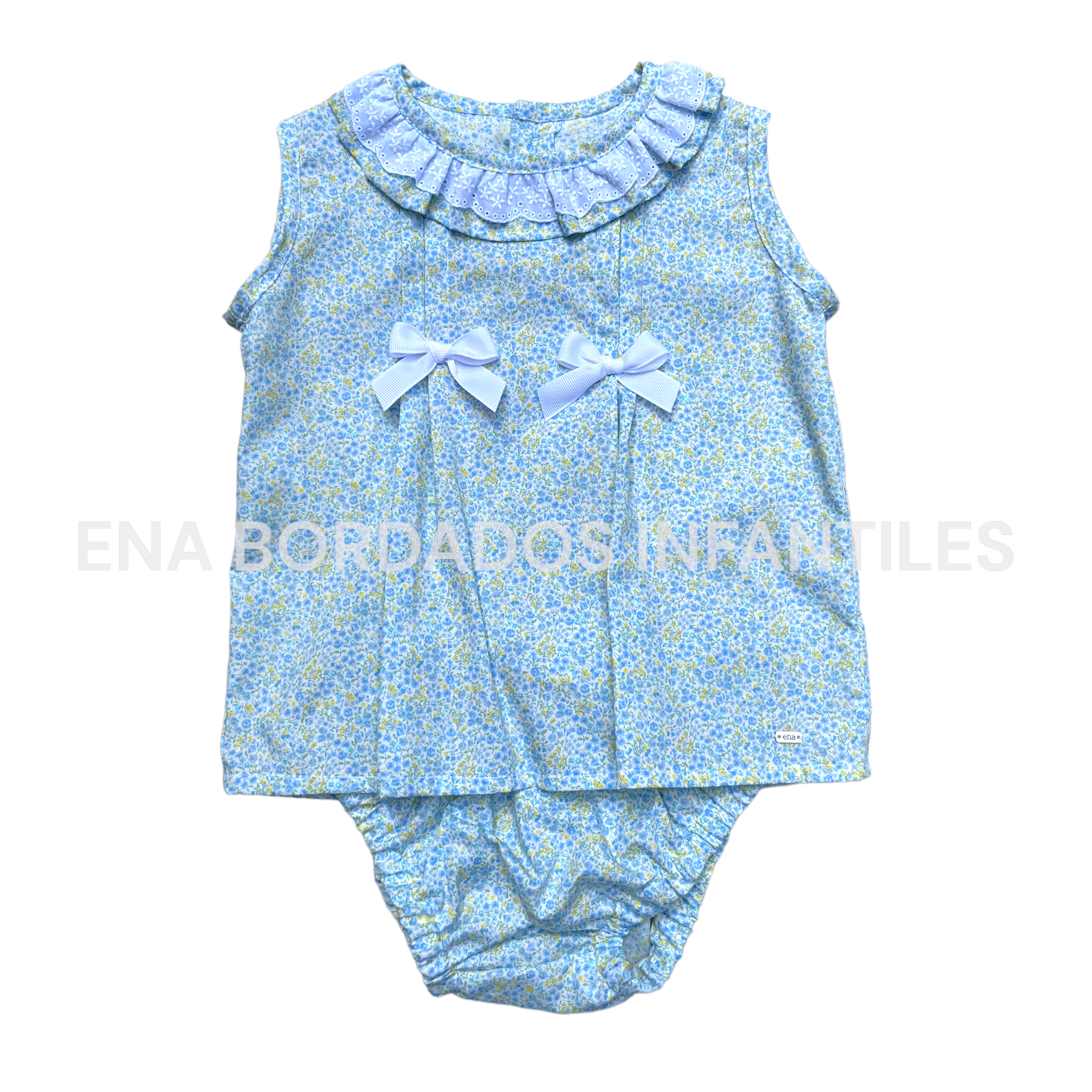 Blusa con calzón flores celestes y amarilla