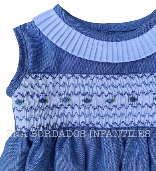 Vestido chambray azul panal 6 meses