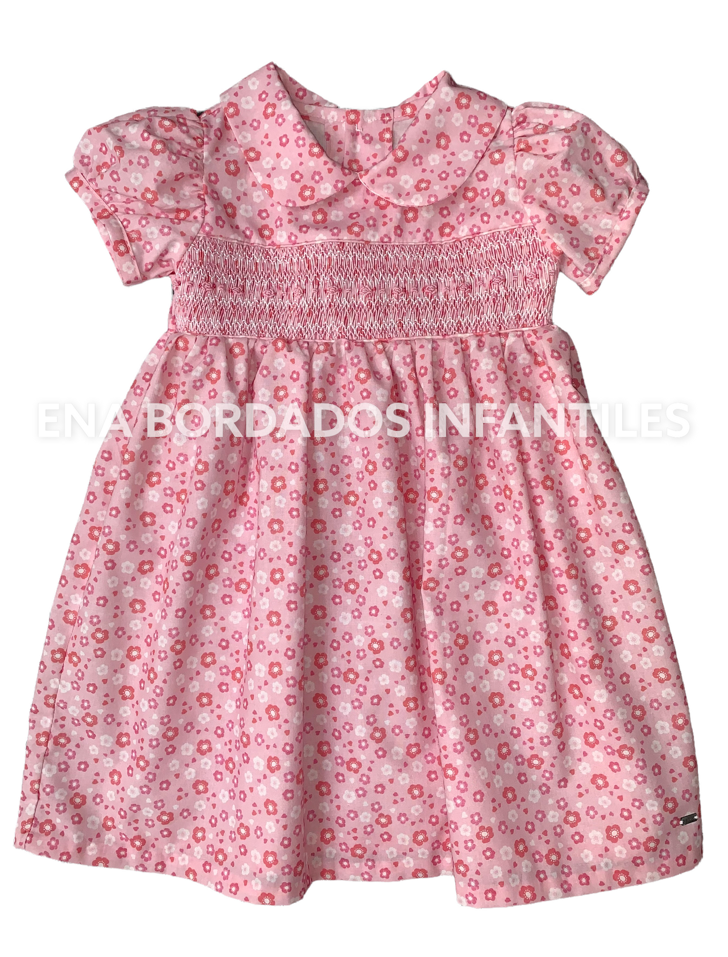 Vestido rosado con flores rosada panal