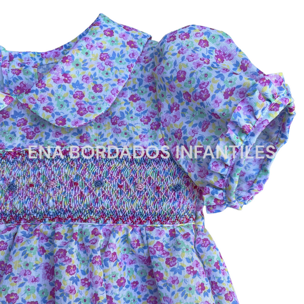 Vestido flores colores con panal