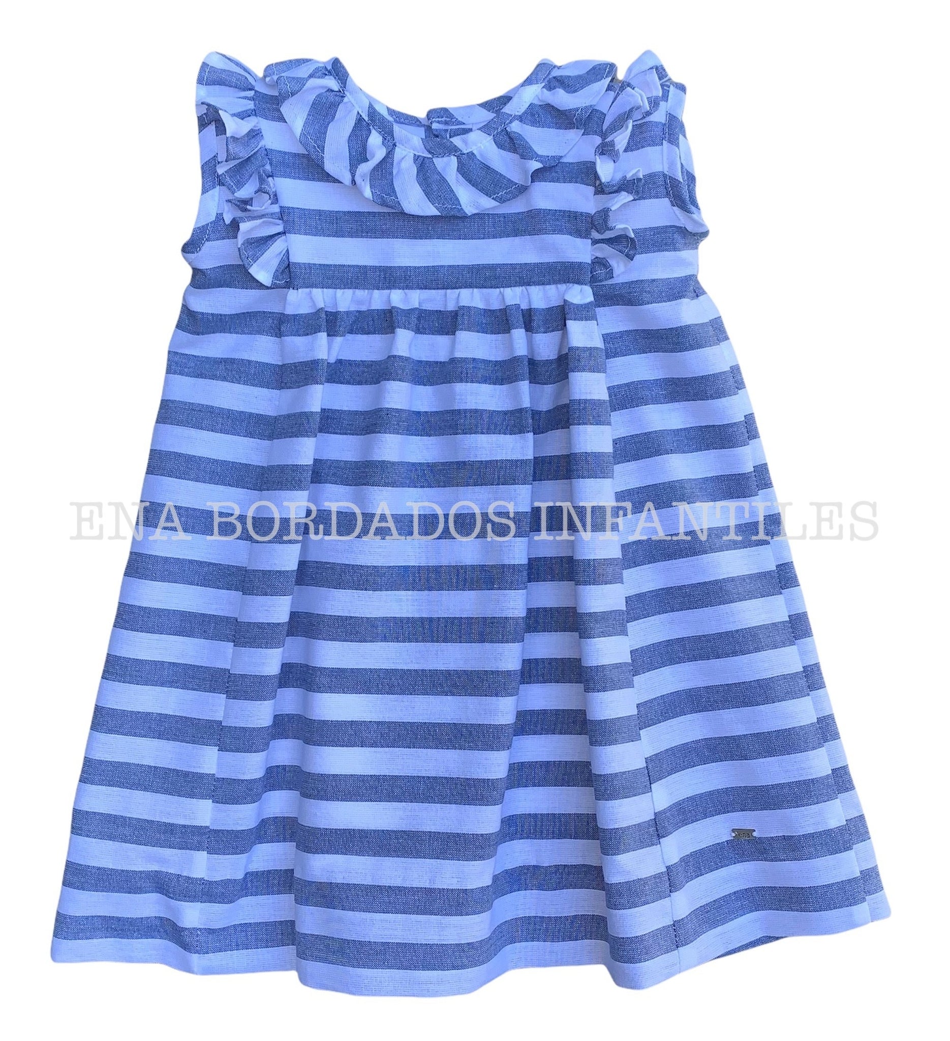 Vestido lino rayas azules 12 meses