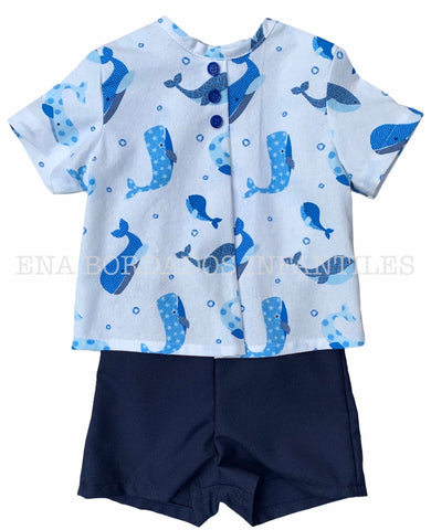 Camisa ballenas short azul