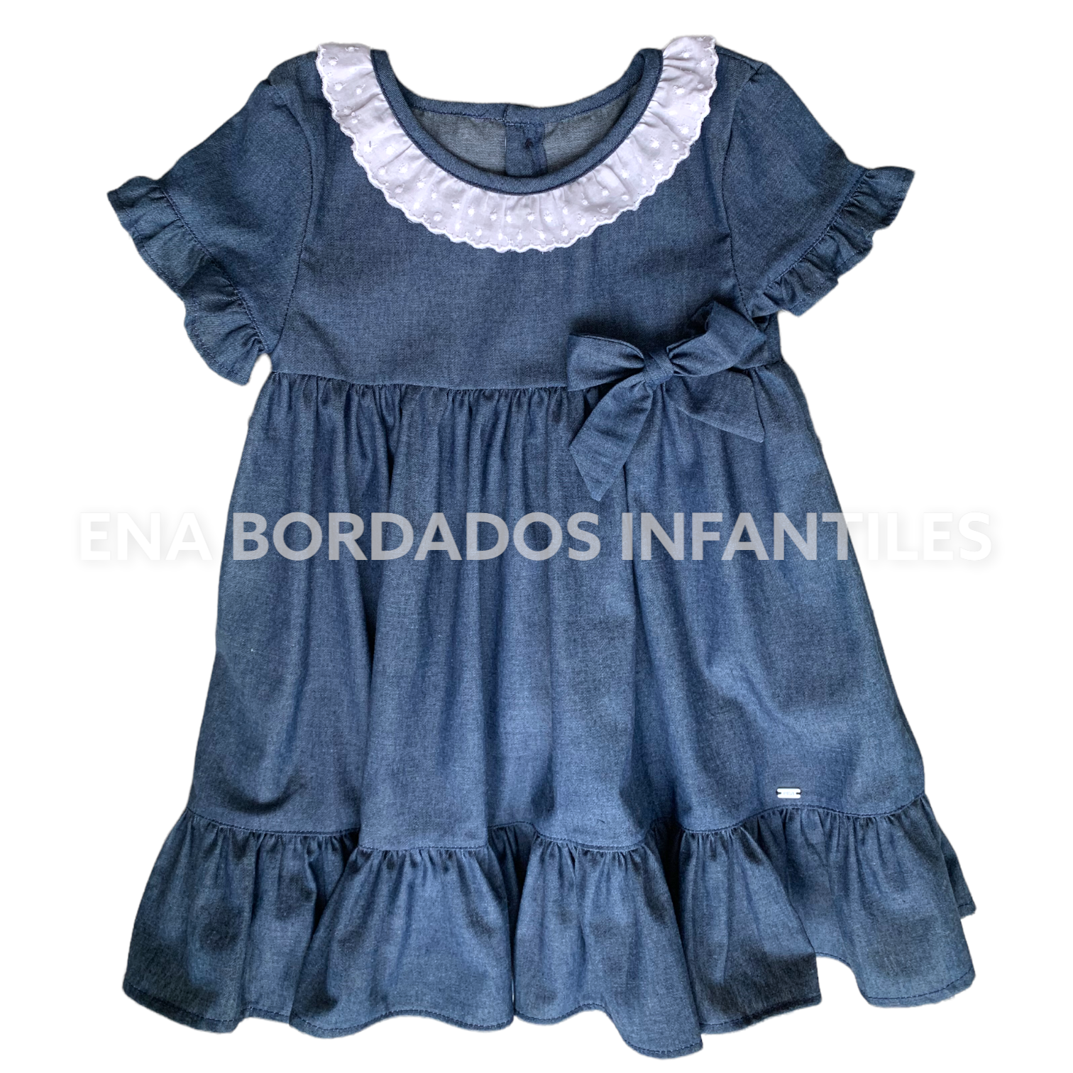 Vestido jeans tira bordada