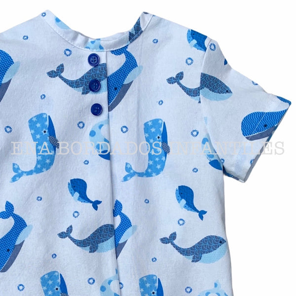 Camisa ballenas short azul