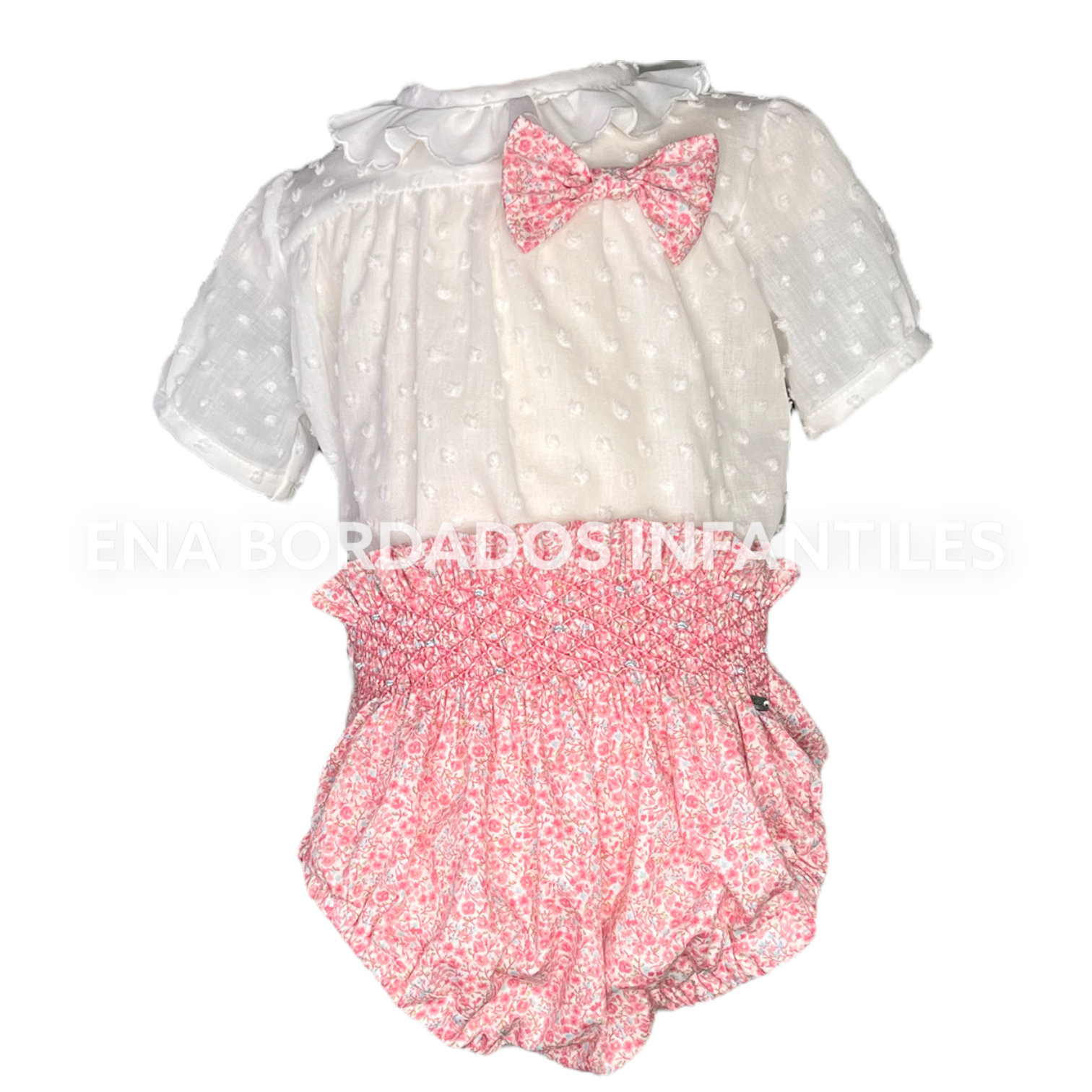 Blusa plumeti con calzón panal rosado