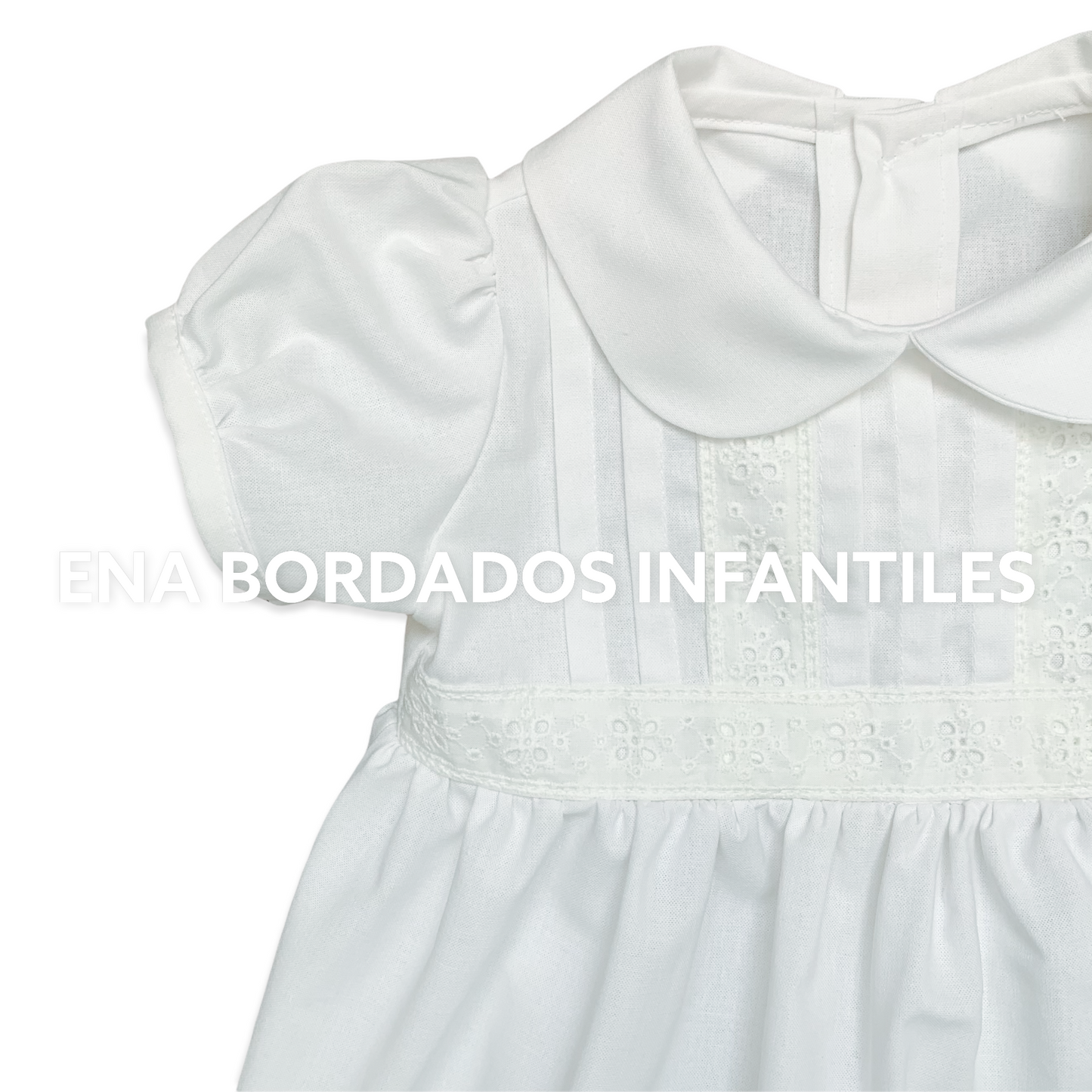 Vestido blanco con tira bordada crema
