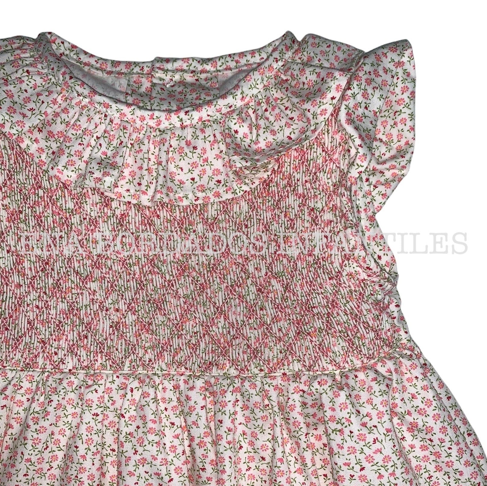 Vestido flores rosadas panal 12 meses